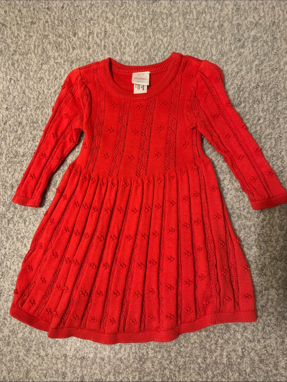 Hanna Andersson red dress, embroidery, pleated skirt, inner lining, *100% cotton